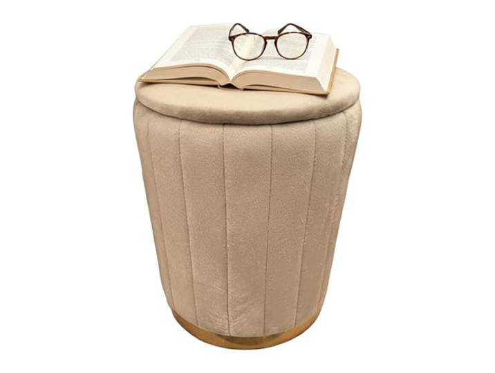 Relaxdays Tabouret en Velours\, rembourré\, H x P : 42 x 32 cm\, Tabouret d'appoint Rond\, Salon\, café