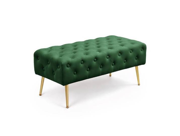 Bout de lit en velours capitonné MONACO 100 cm Vert Bouteille
