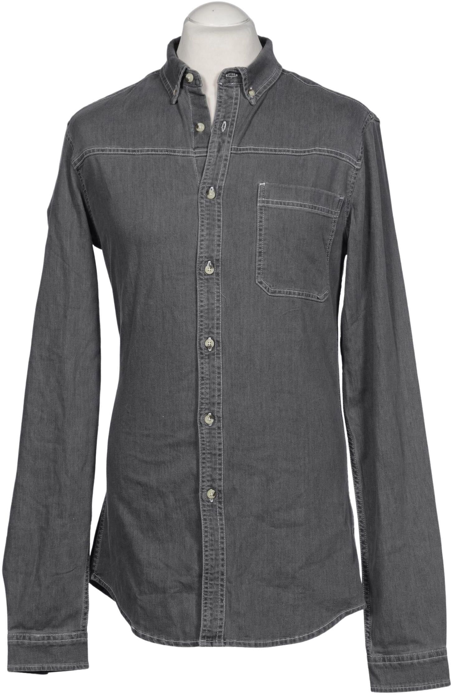 asos Herren Hemd, Grau, Gr. M, Baumwolle / Synthetik / Elasthan - Second Hand