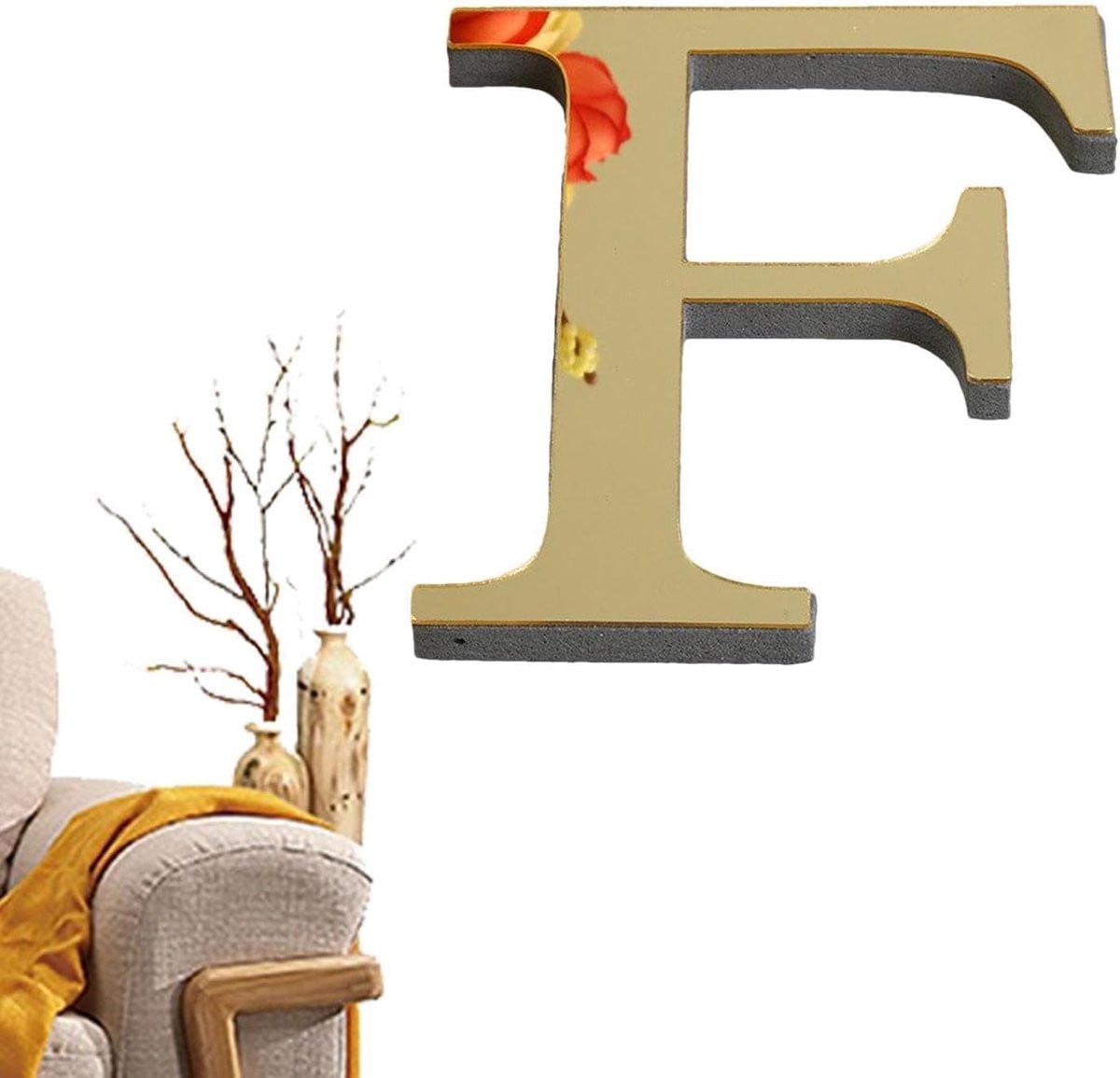 Acryl Spiegel Letters 3D Alfabet Stickers Licht Goud voor Muur Decoratie - 26 Letters