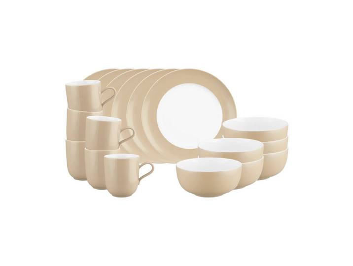 Seltmann Weiden Frühstücks-Geschirrset Liberty Pure Colors Frühstücks-Set 18-tlg. (18-tlg), 6 Personen, Porzellan