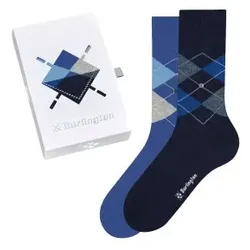 Burlington Argyle Gift Box Men Socks Schwarz/Blau Gr 40/46 Herren