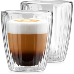 Maku Doppelwandige Thermobecher für Kaffee und Tee, 230 ml, 2 Stück, Zubehör Kaffeemaschinen, Transparent