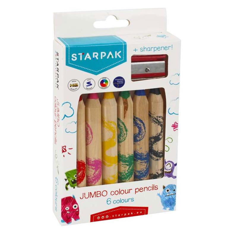 Starpak 6 Jumbo-Farbstifte + Sternspitzer (6x) (STK KRE100)