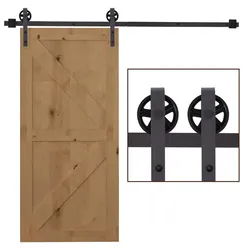 SCHIEBETÜREN-BESCHLAGSATZ, 183 cm Komplett-Set mit Schienen, Dunkelbraun