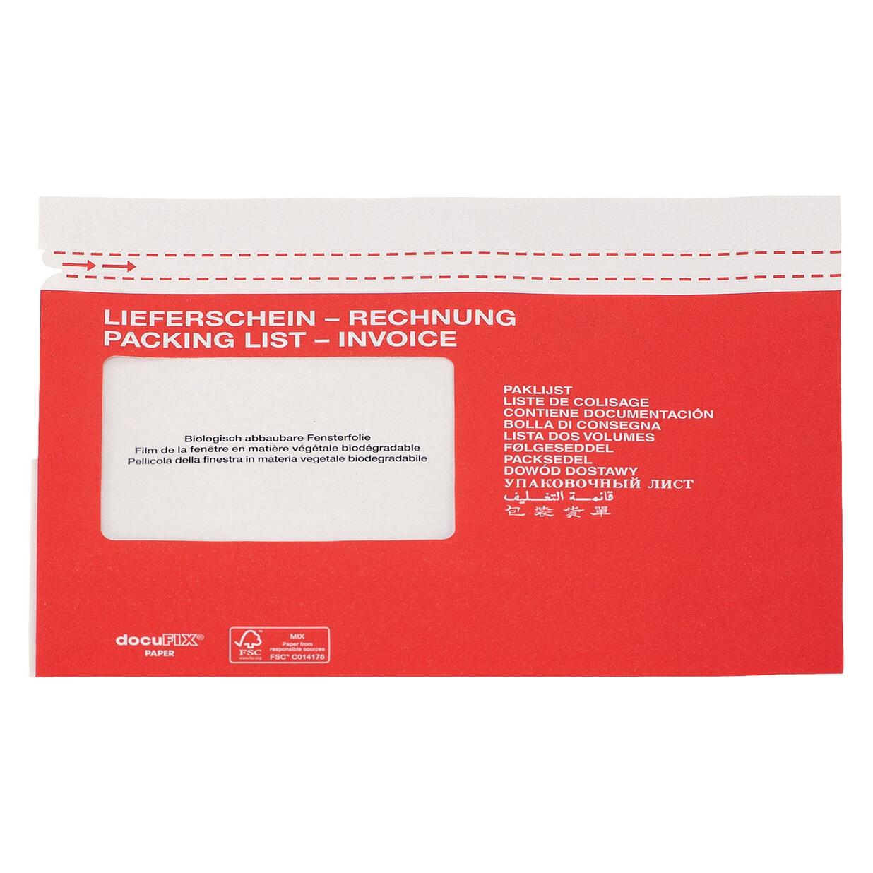 Docufix Dokumententasche C5 weiss/rot 500 St. (C5, 500 Stk.) (2FHDP340233)