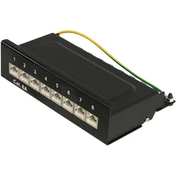 Red4Power CAT.6a Patchpanel R4-N109S, 8-fach, schwarz, Server Zubehör, Schwarz