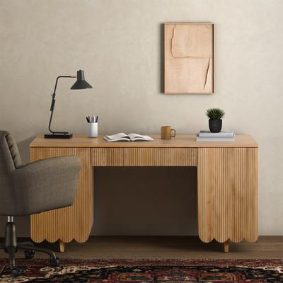 SAFAVIEH Couture Kristy Fluted 59-Inch Wood Desk, Natural