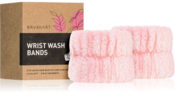 BrushArt Home Salon Wrist wash bands pulseiras contra salpicos da água durante a limpeza do rosto Pink 2 un.. Home Salon Wrist wash bands