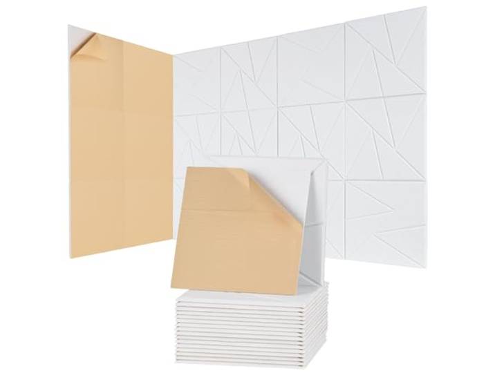 VEVOR Akoestische panelen met zelfklevend, 18 stuks, geluidsdichte schuimpanelen, polyestervezel, geluidsdichte wandpanelen, voor thuis, studio, kantoor, theater, wit