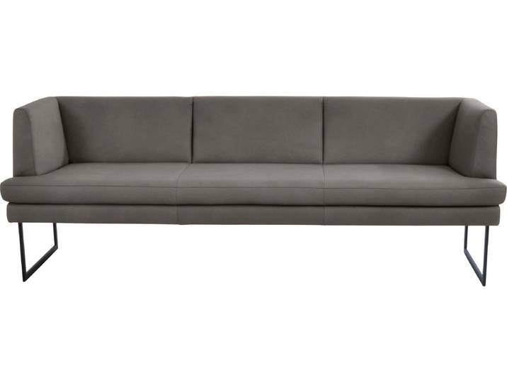 Polsterbank K+W KOMFORT & WOHNEN Cube , grau (granit 83), B:229cm H:82cm T:67cm, Sitzbänke, Polsterbank, Hammerkissenoptik, 2 Breiten, Metallkufe schwarz