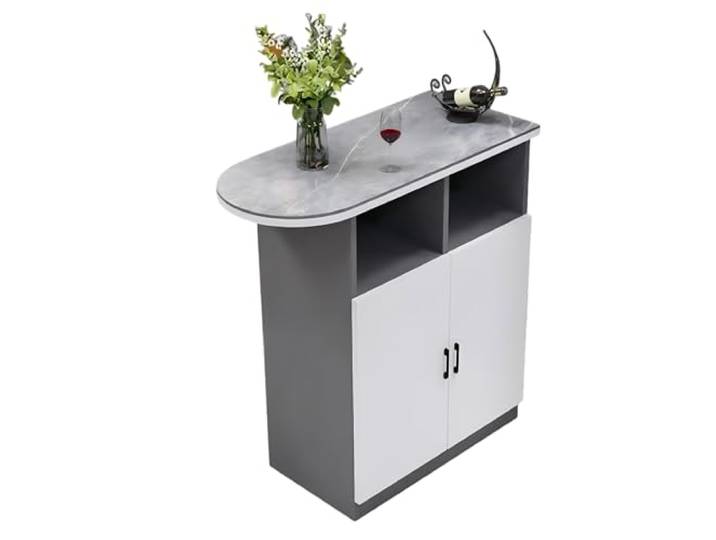 Inseltisch Barschrank und Kücheninsel mit Sintersteinplatte(Grigio,Klein)