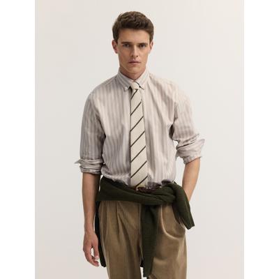 Langarmhemd BUGATTI "Modern Fit", Herren, Gr. XXL, Normalgrößen, beige (40, beige), 100% Baumwolle, unifarben, normal, Hemden, Modern Fit Poplin Button-Down-Kragen