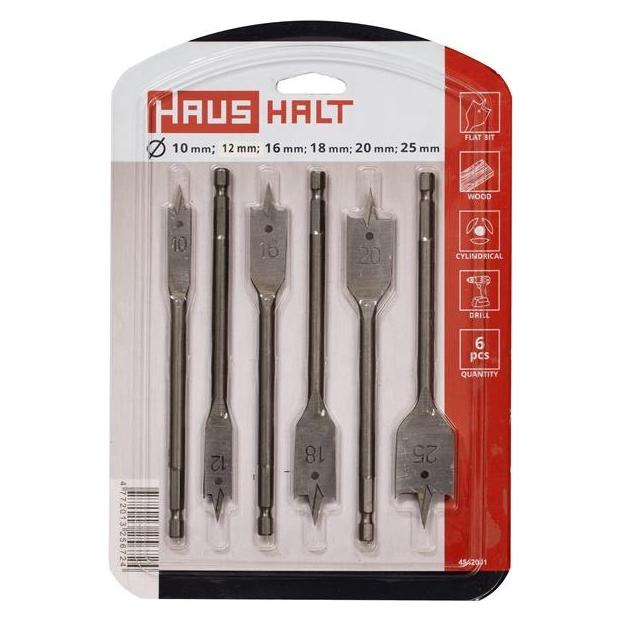 Haushalt FLAT WOOD DRILL SET TIN 6PCS 10-25MM (10 mm, 12 mm, 16 mm, 18 mm, 20 mm, 25 mm) (4542001)