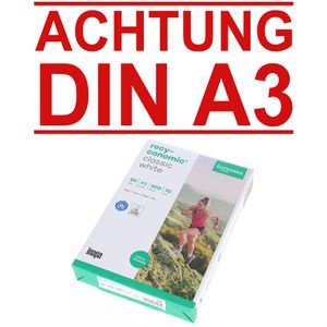 Inapa Kopierpapier Recyconomic Classic White, A3, Recycling, 80g/qm, weiß, 500 Blatt