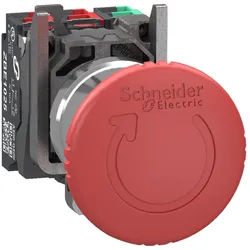 Schneider Electric XB4BS844415 Not-Aus/Not-Halt-Schalter, Harmony XB4, Metall, 22mm, rot, Pilz 40mm, Drehentriegelung, 1S+2Ö, Push-In