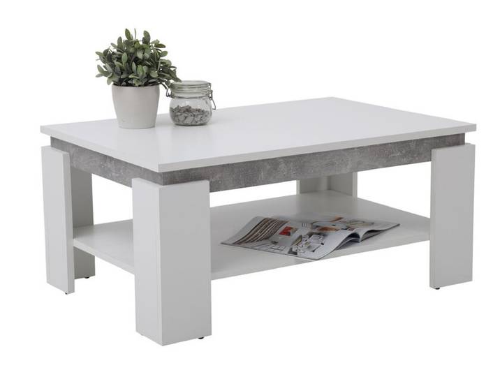 Couchtisch TIM II 90 x 60 cm weiß /Betonoptik