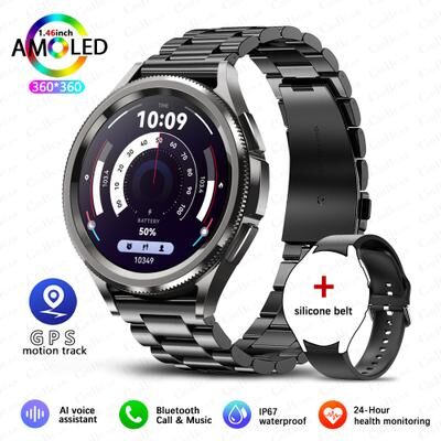 Modern Home Fixes Galaxy Watch 6 Smartwatch For Men With GPS, AMOLED Display And 100+ Sport Modes black Steel