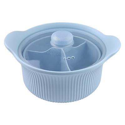 42oz Mikrowellen-Silikondampfgarer mit 3 Fächern, 4-in-1-Silikondampfgarer-Kochgeschirr mit Griffdeckel für Gemüse, Fisch, Zubereitung von Mahlzeiten, Babynahrung, Backofen spülmaschinenfest, leicht