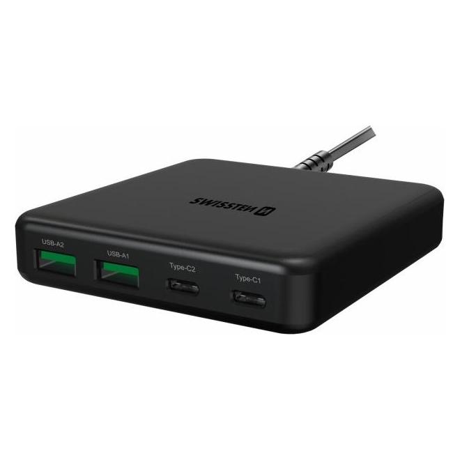 Swissten Desktop GaN Charger Adaperis 2x USB-C / 2x USB / (65 W, 4 Ports) (8595217482845)