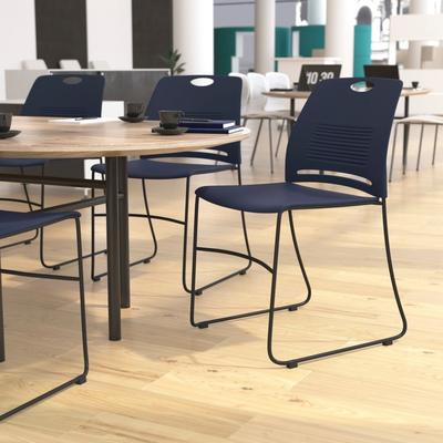 Flash Furniture Commercial Grade 660 LB. Capacity Plastic Stack Chair with Steel Sled Base