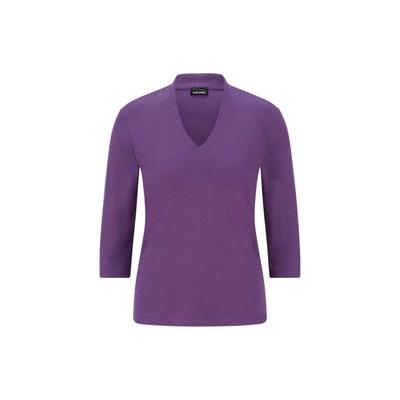 Kurzarmshirt GOLDNER "Elegantes Basic-Shirt mit V-Ausschnitt", Damen, Gr. 42, lila, Obermaterial: 100% Baumwolle CO., Modisch, V-Ausschnitt, Shirts, V-Ausschnitt