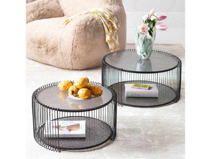 Couchtisch Wire 2er-Set Ø 70cm Schwarz/Schwarz