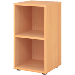 bümö Regal Buche, Standregal aus Holz für 2 Ordnerhöhen - Bücherregal klein 40 cm schmal, Aktenregal für Ordner & Bücher, kleines Büroregal,