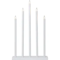LED Kerzenständer Dekoleuchte Weihnachtsbeleuchtung 5-flammig Weiß Holz H 64 cm