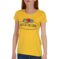 Fruit of the Loom Damen T-Shirt mit großem Vintage-Logo, sonnenblumengelb, 2XL