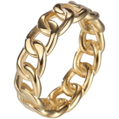 Fingerring FIRETTI "Schmuck Geschenk Edelstahl Ring Damenring Herrenring Panzerkette Color" Gr. 57, gold (gelbgoldfarben), Fingerringe, Damen, 57, Edelstahl, 6,7mm, Fingerring