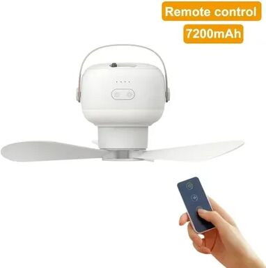 Quick Pick Pro Portable Camping Ceiling Fan Rechargeable Tent Fan With Remote Control LED Light a 7200mah
