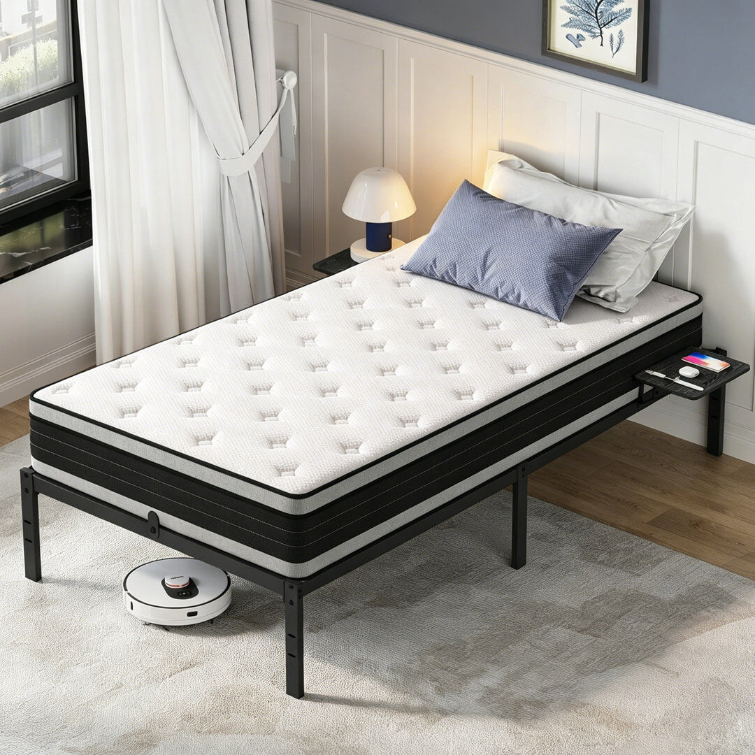White Noise Gehrmann 26cm Medium Hybrid Sprung Mattress In A Box Pillow Top Mattresses Single (3')
