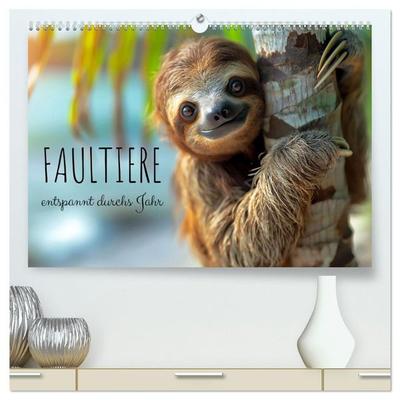 Faultiere - entspannt durchs Jahr (hochwertiger Premium Wandkalender 2027 DIN A2 quer), Kunstdruck in Hochglanz