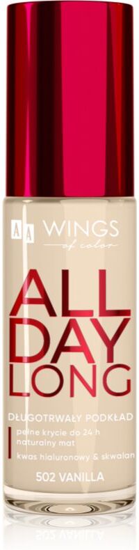 AA Wings of Color All Day Long Long Lasting Foundation long-lasting foundation shade 502 Vanilla 30 ml