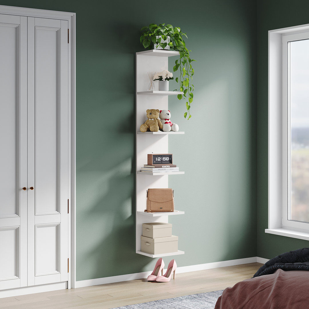 17 Stories 30*160cm, Wall-Mounted Modern Dressing Table Shelf, White White 160cm H X 76.2cm W X 62.99cm D