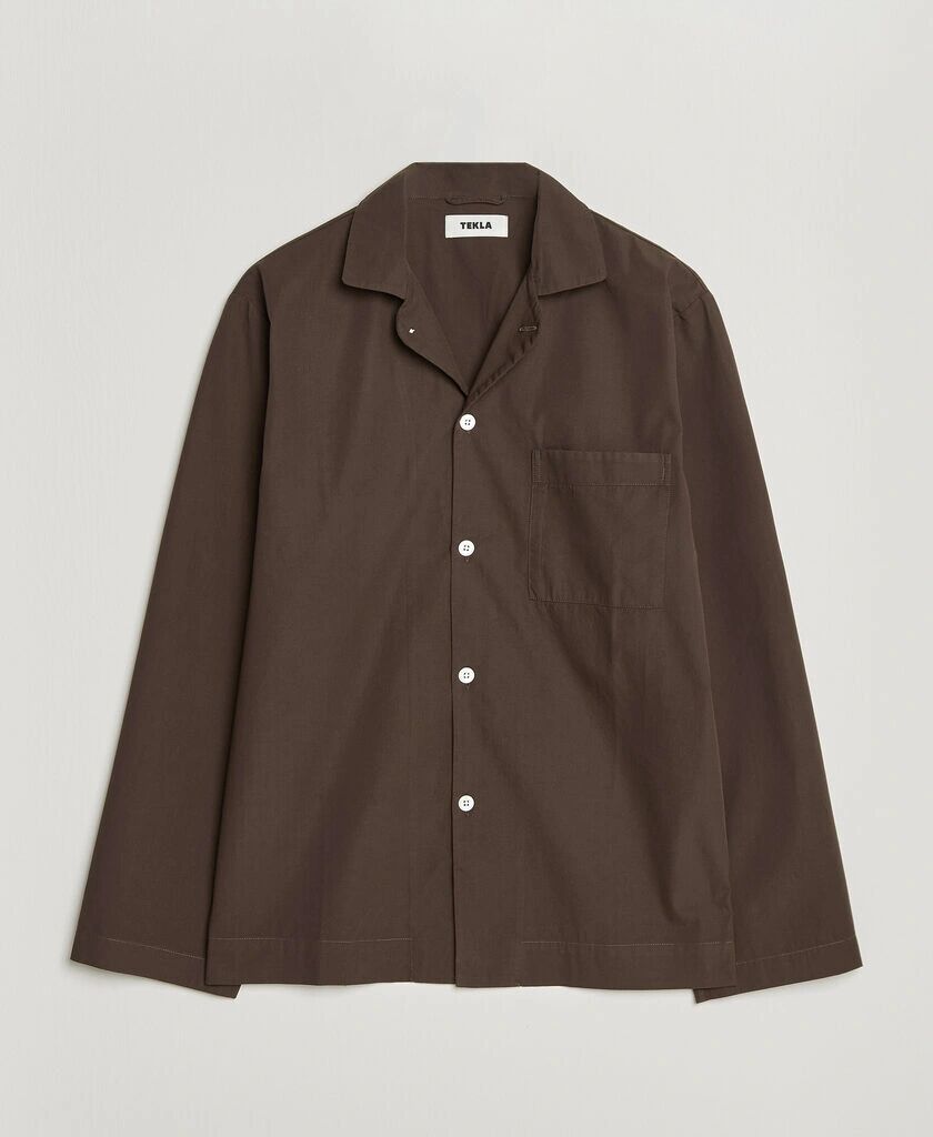 Tekla Poplin Pyjama Shirt Coffee