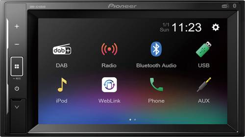 Pioneer DMH-A240DAB Doppel-DIN Moniceiver Anschluss für Lenkradfernbedienung, Anschluss für Rückfahrkamera, Bluetooth-Freisprecheinrichtung, DAB+