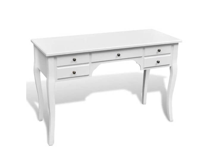Bureau français en bois avec pieds courbés et 5 tiroirs
