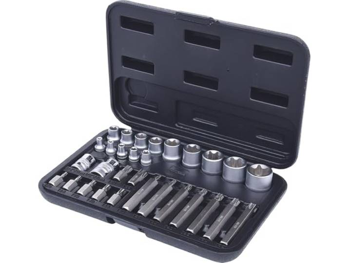KS Tools 911.4301-2 Coffret de douilles et d'embouts 14 Torx percé 30 mm Coffret 30 pièces\, 14 Torx percé 30mm et 75mm\, douilles et embouts\, chrome vanadium
