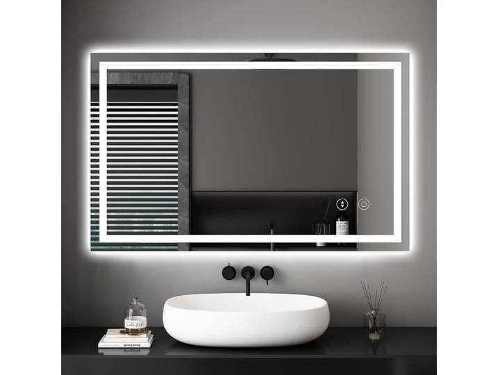Dripex Miroir de salle de bain LED - Miroir Maquillage mural rétro-éclairé - Anti-Brouillard - 100x60cm - Blanc