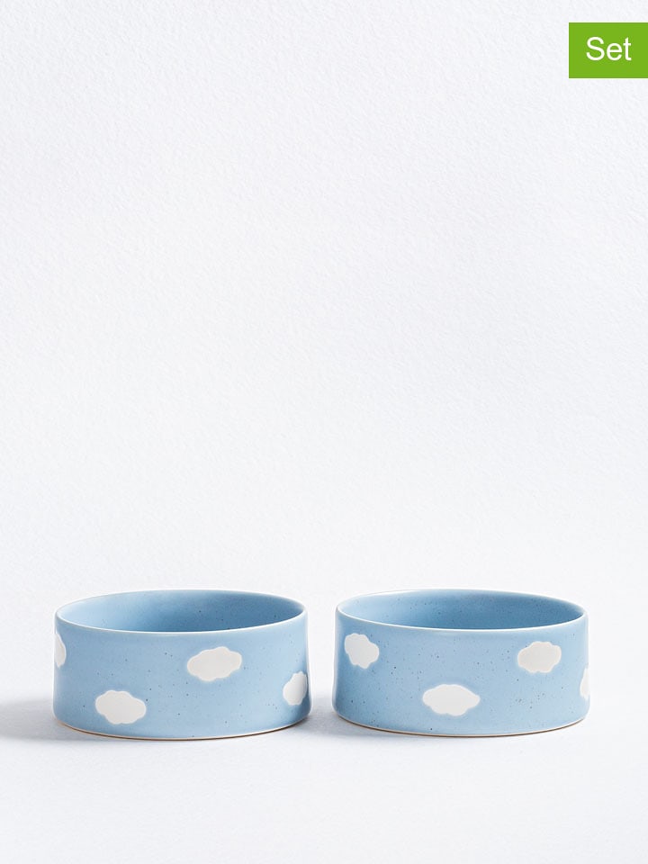 Egg Back Home 2er-Set: Tiernäpfe ''Cloud'' in Hellblau - Ø 16,5 cm - onesize