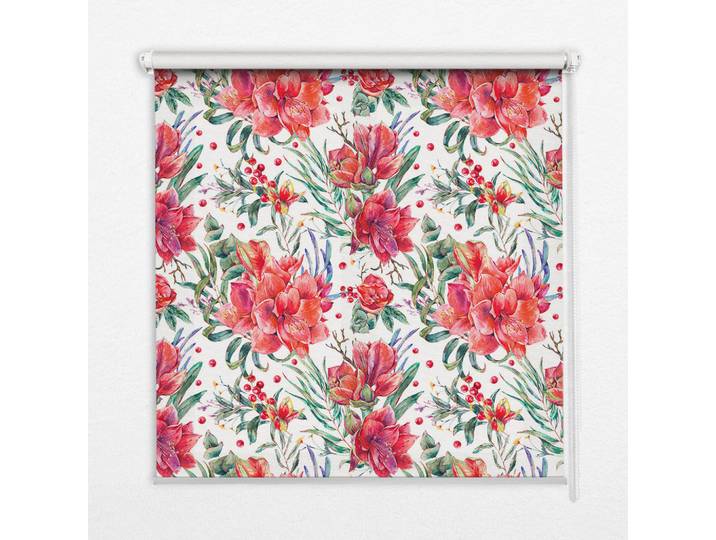 Tulup Innenrollo - Fensterrollo - Rollo - 110x140 cm - Rote Blüten, Kunststoff, Rechteckig, 110x140x0.5 cm, Heimtextilien, Vorhänge, Rollos