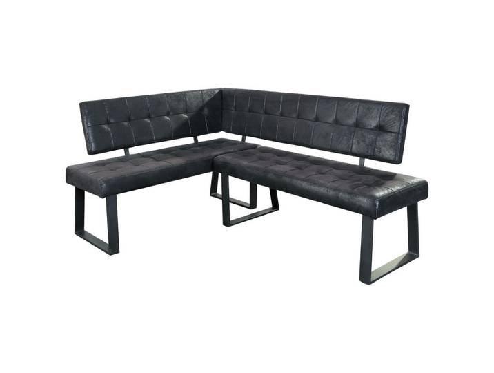 Livetastic Eckbank, Schwarz, Metall, 3-Sitzer, 185x134 cm, Esszimmer, Bänke, Eckbänke