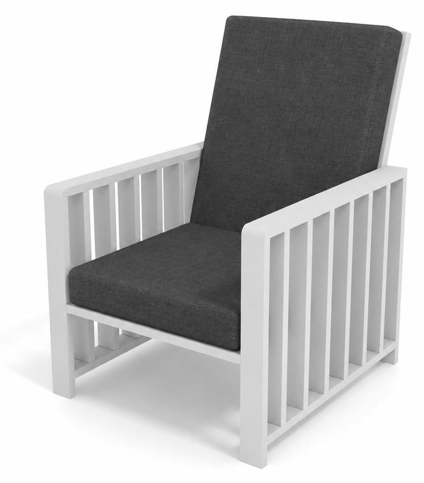 Möbae Solena Gartenstuhl Weiß 80x65x92 cm mit graphitfarbenen Kissen aus Kiefernholz Holzstuhl für Terrasse Balkon Garten moderne Gartenmöbel wetterfest bequem