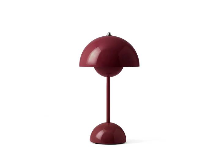 &Tradition - Flowerpot Akku Tischleuchte VP9 mit magnetischem Ladekabel, glänzend, dunkle pflaume