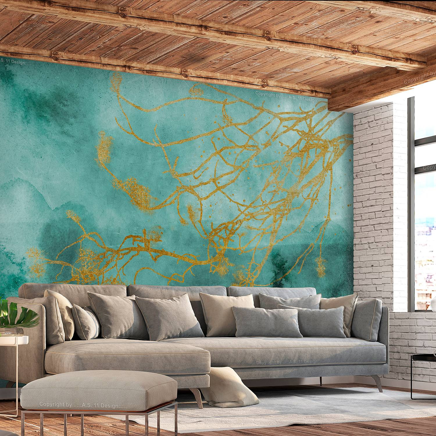 home24 Vlies-fotobehang Gentle Breeze Abstract Modern Blauw Turquoise Nature 250cm
