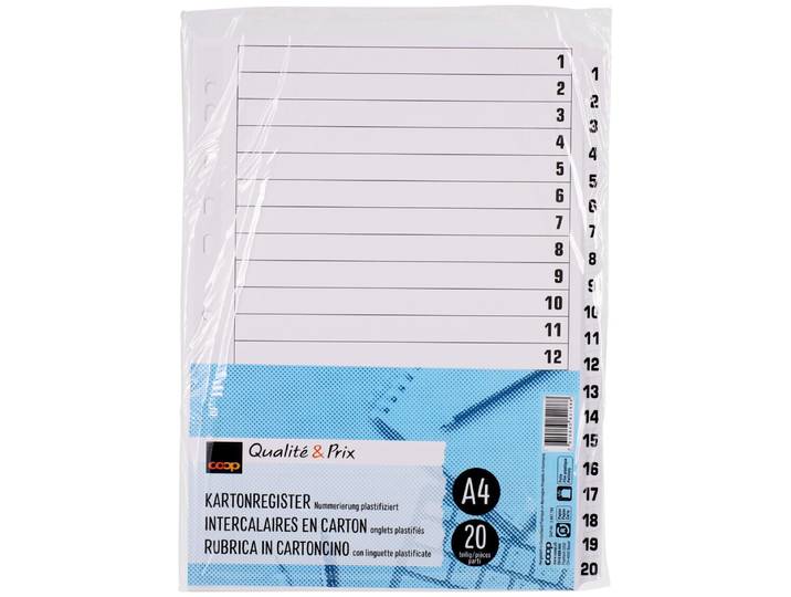 Coop Qualité & Prix Kartonregister weiss A4 20 teilig