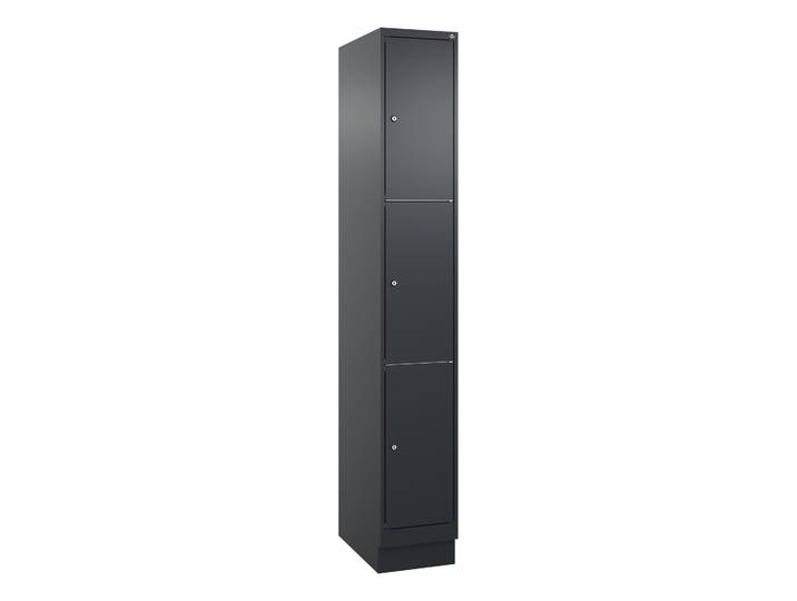 C+P Classic PLUS locker cabinet, Anthracite, with 3 doors, with key, New Robust - ideal for offices and reception areas