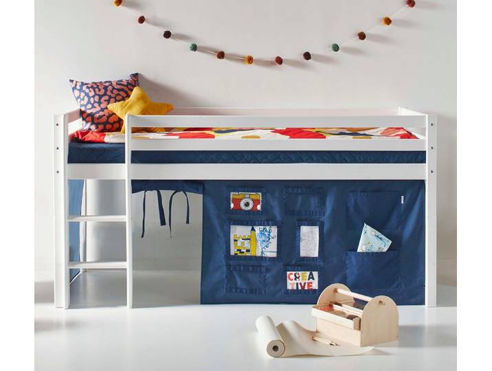 Hoppekids Hochbett ECO Dream, Kinderbett, Spielbett, Halbhohes Bett aus Massivholz inkl. Vorhang-Set Creator, Bettgröße & Matratze wählbar